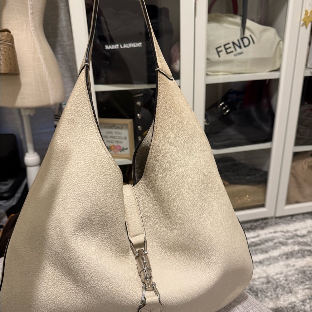 Gucci Cream Hobo Bag with Metallic Hardware